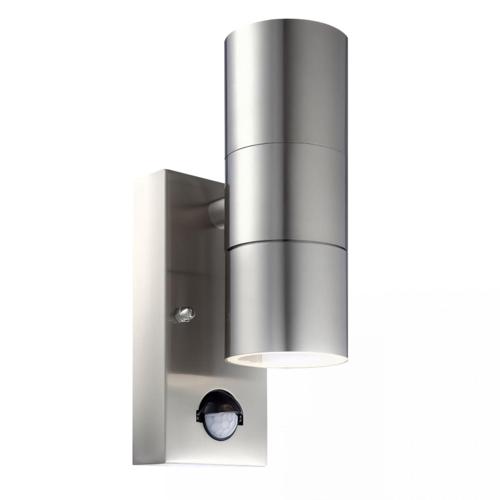  LED Wandleuchte Sensor Edelstahl gebürstet Rund Edelstahl Glas 2-flammig Schrauben & Dübeln IP44 1,2W LED Lichtfarbe warmweiß GU10 230V